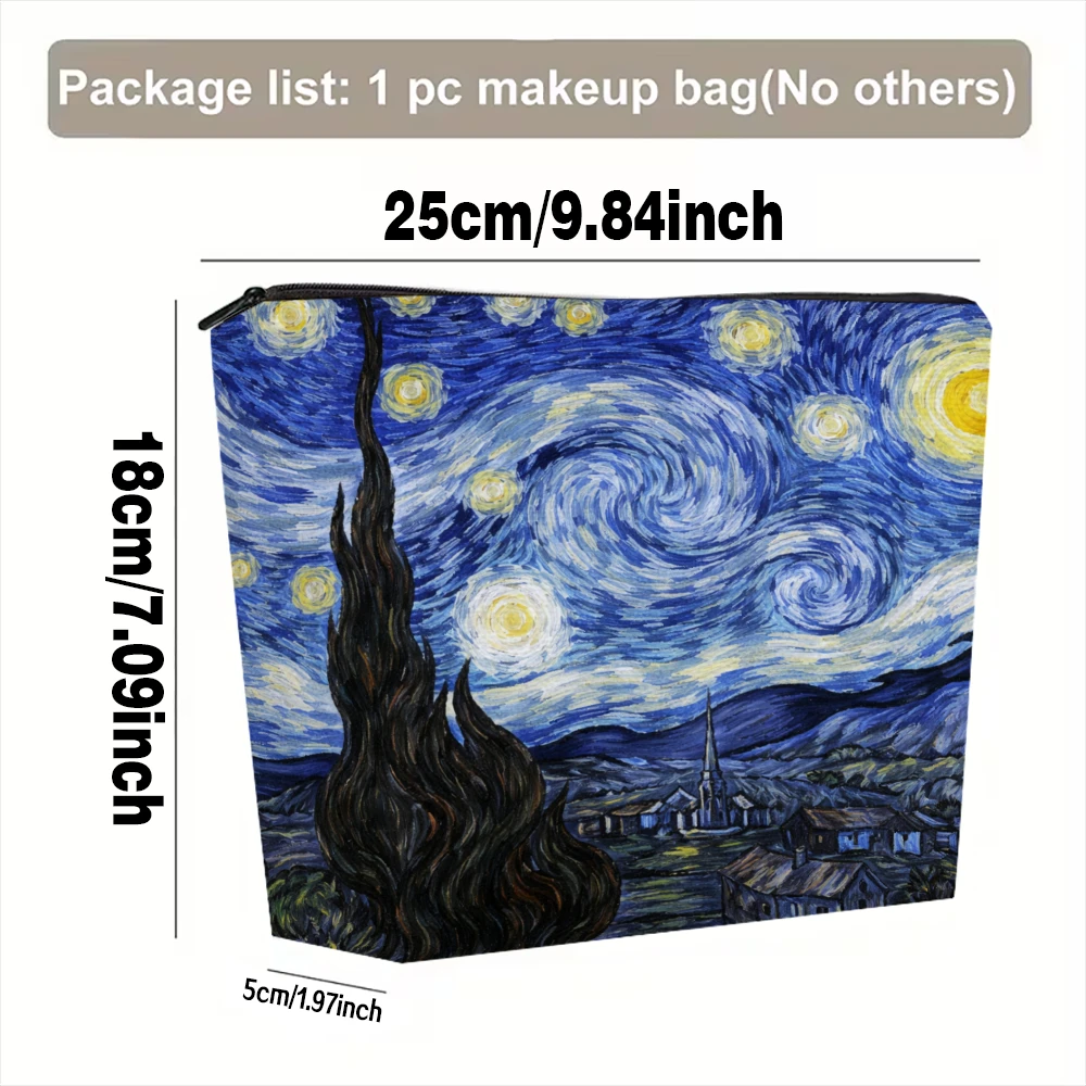 Starry Night Sky Painting Pattern Makeup Bags for Girls Cosmetic Pouch Toiletry Bag Pencil Case Travel Storage