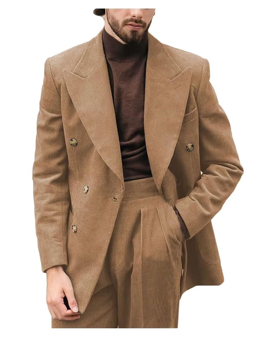 

Autumn/Winter Men's Two-piece Set Elegant Fashionable Corduroy Fabric Comfortable Casual Customized Men's Suit Slim Work Wear