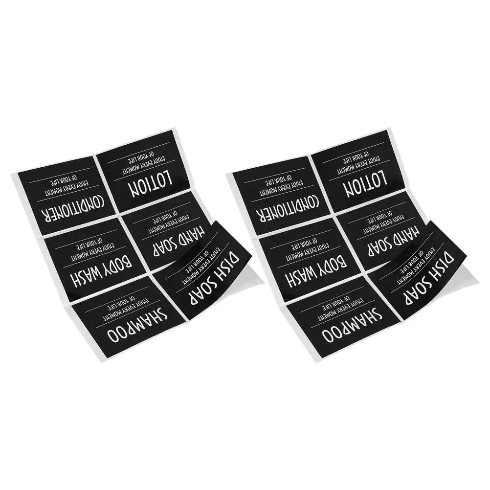 2Sets Oilproof Waterproof Bathroom Labels for Shampoo Dispenser Bottles Body Wash Lotion Containers Laundry Jars Stick on