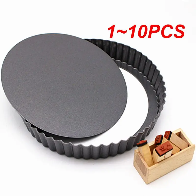 1~10PCS Non-Stick Tart Quiche Flan Pan Molds Pie Pizza Cake Round Mould Removable Loose Bottom Fluted Heavy Duty Pie Pan