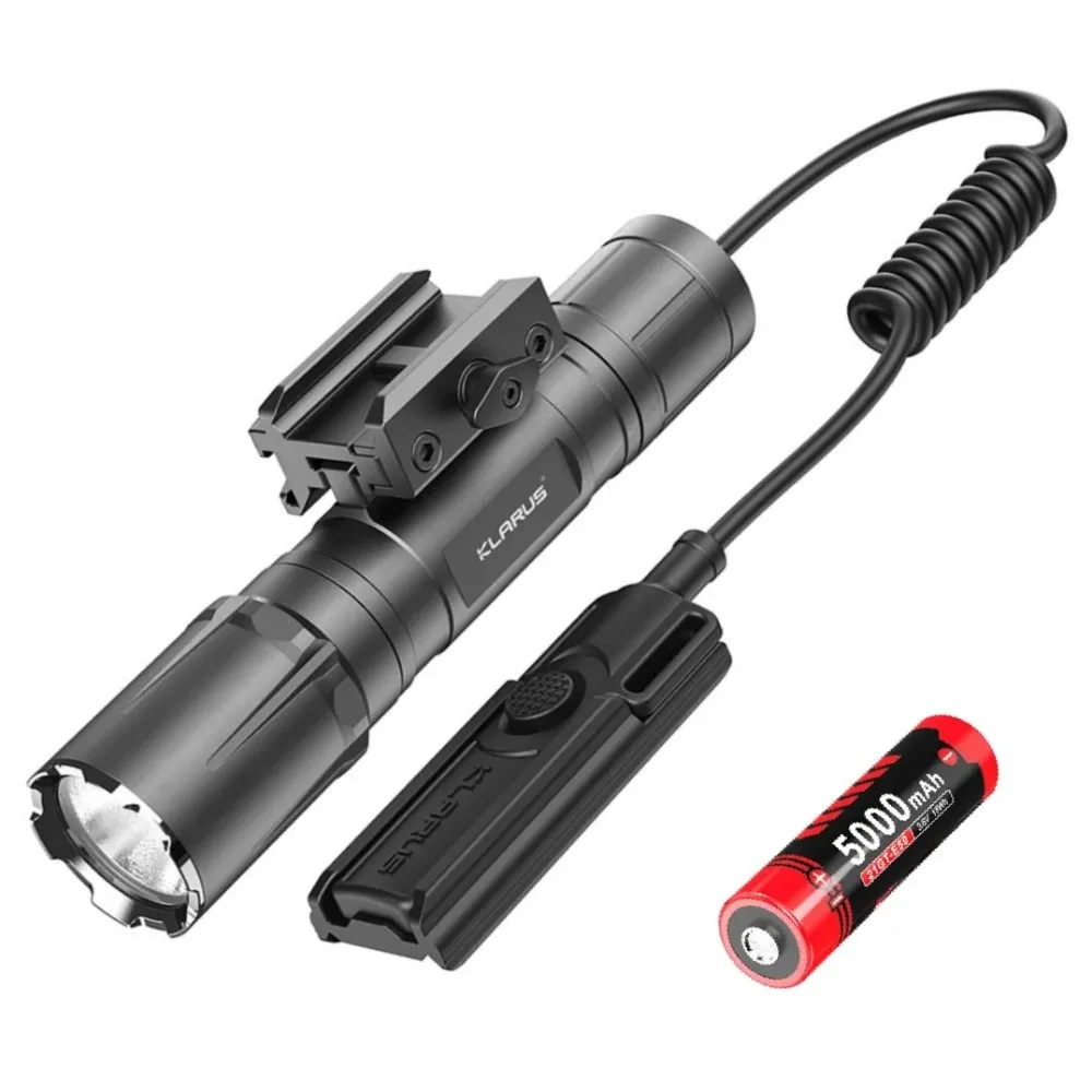 Rechargeable Weapon Light 3300LM Tactical Flashlight with Removable Slide Rail Mount and Remote Switch +21700 Battery-Klarus GL4