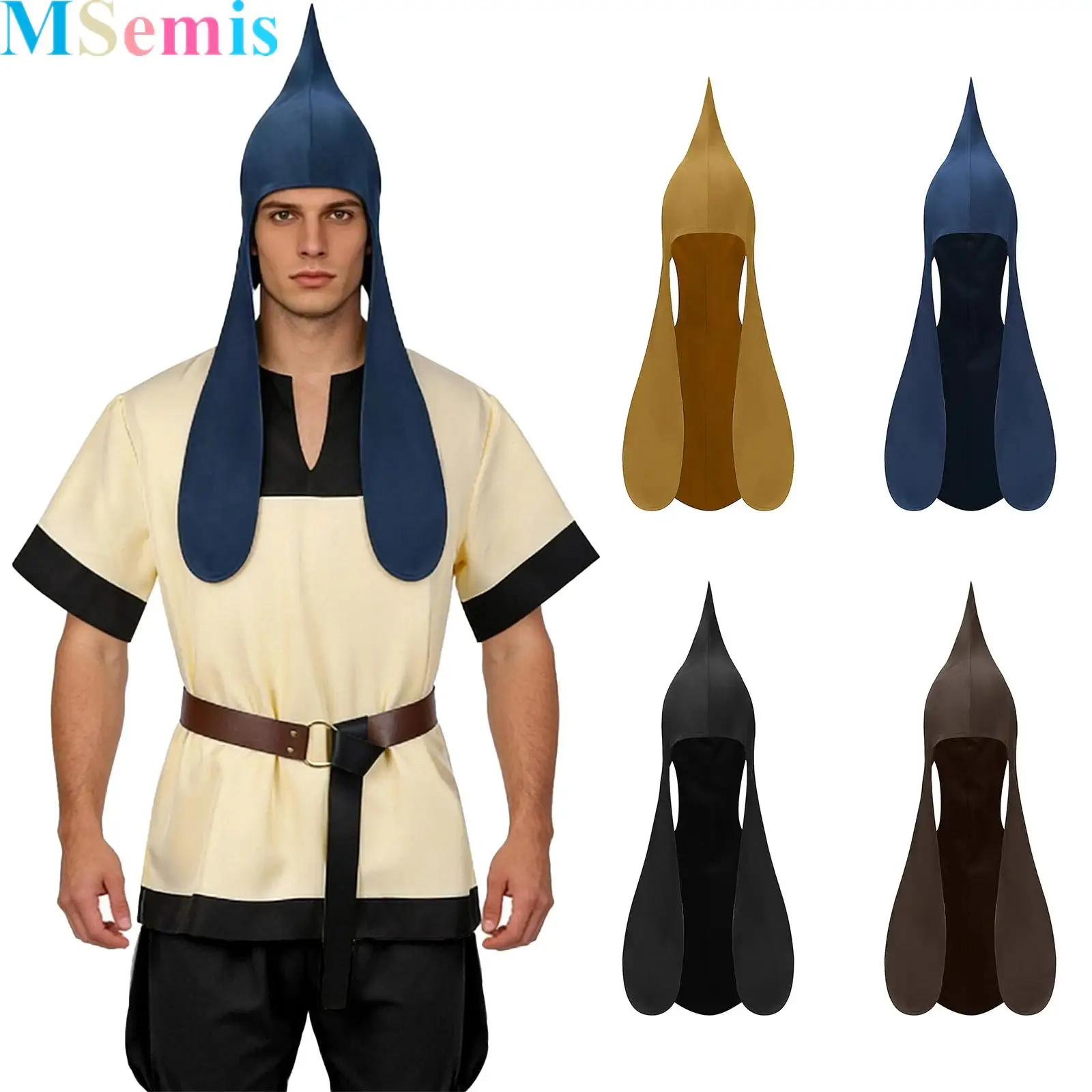 

1Pcs Men Medieval Cosplay Ear-protective Hooded Headscarves Headwear Victorian Men Halloween Dress Up Clothing Accessory