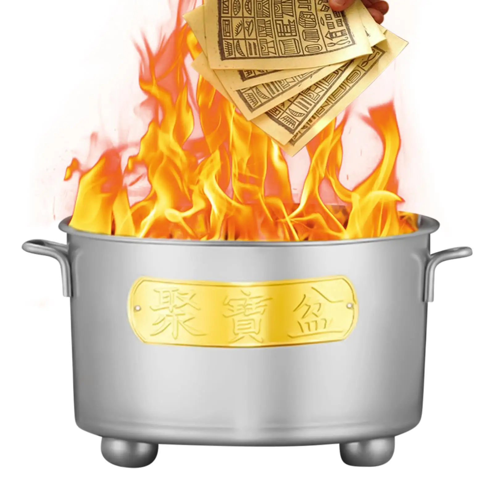 

Burn Barrel Stainless Steel Can With Handle Outdoor Metal Paper Money Burn Bucket For Wood Garbage Garden Backyard Farm Patio