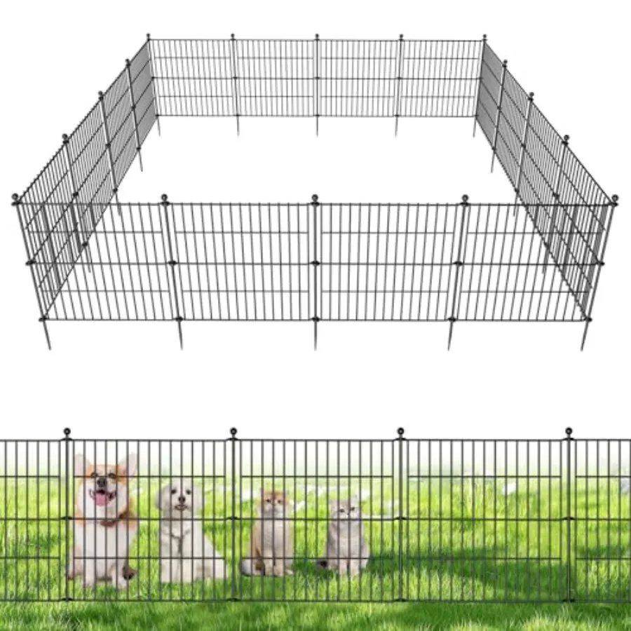 

10 Panels No Dig Decorative Outdoor Garden Fence for Yard 24 in H X 20 ft(L) Animal Barrier Fencing Rustproof Metal Wire Panel