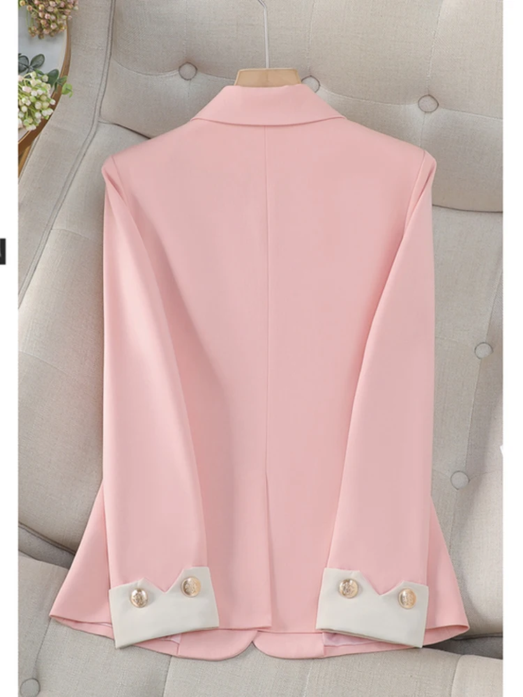 ZJYT Elegant Chic Blazer Mujer Pink Women Coat Jacket Single Breasted Outerwears Veste Femme Autumn 2024 Korean Fashion Casaco