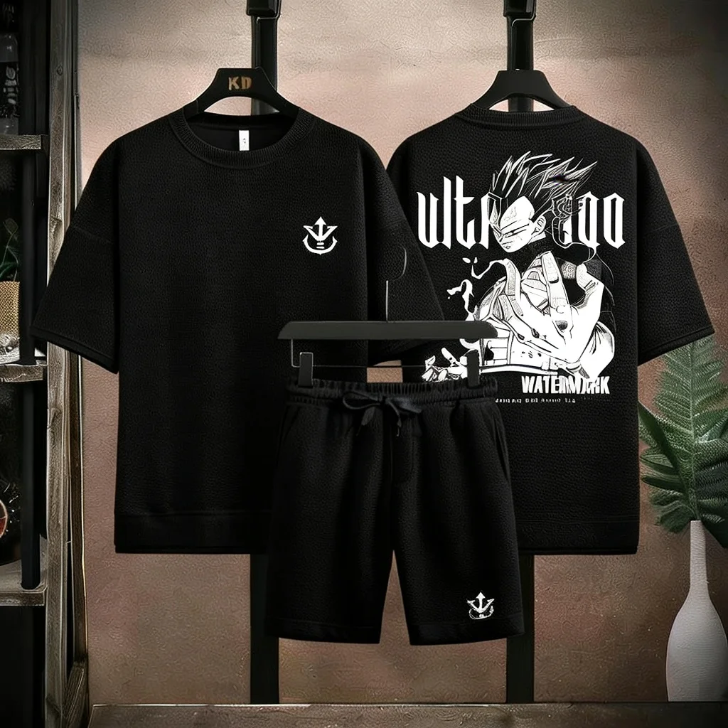 

2026 new Men's Dragon Ball Super Goku Ultra Instinct T-Shirt Shorts Set Summer Casual 2 Piece Outfit