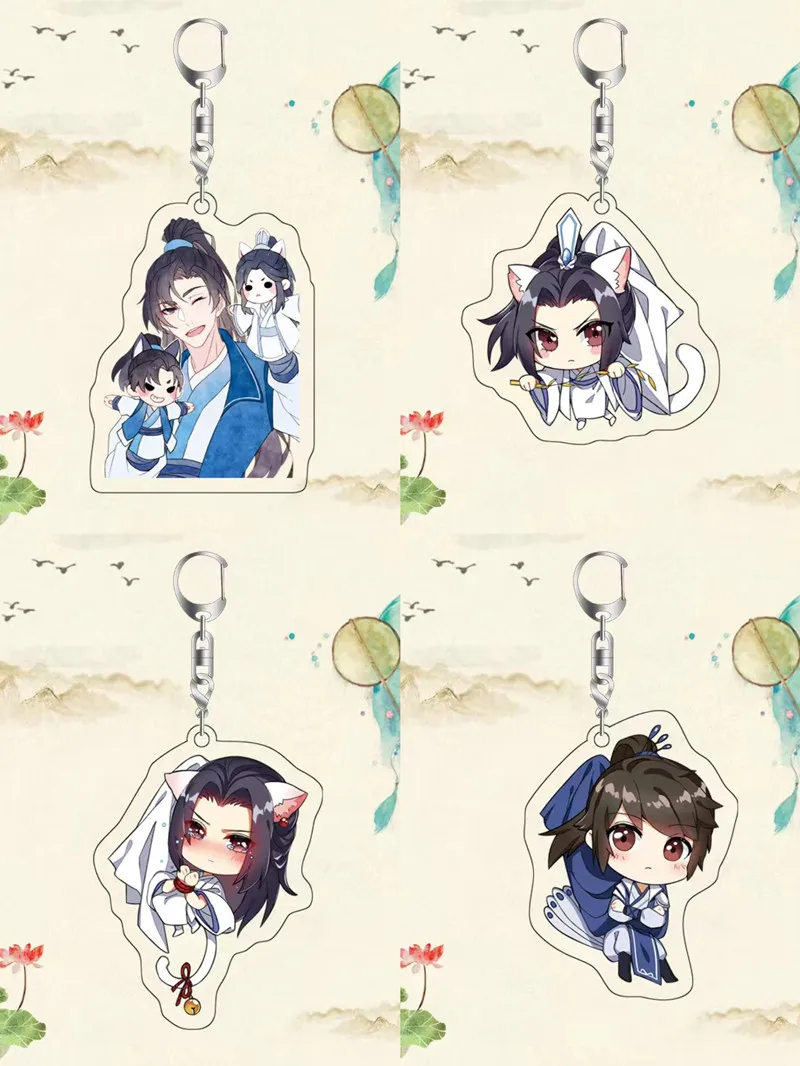 Anime Keychain The Husky And His White Cat Shizun Chu Wanning Mo Ran Cosplay Keyring Cute Couples Acrylic Bag Pendant Decoration