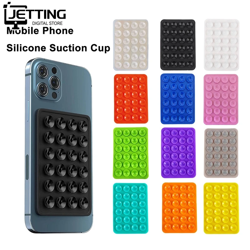 1pc Suction Cup Wall Stand Mat Multifunctional Silicone Suction Phone Holder Square Anti-Slip Single-Sided Leather Case Mount