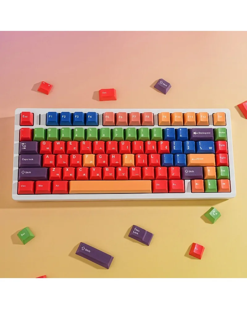 

Rainbow Gradient Multicolor PBT Dye Sublimation Keycaps Full Set Korean Layout for Mechanical Keyboard