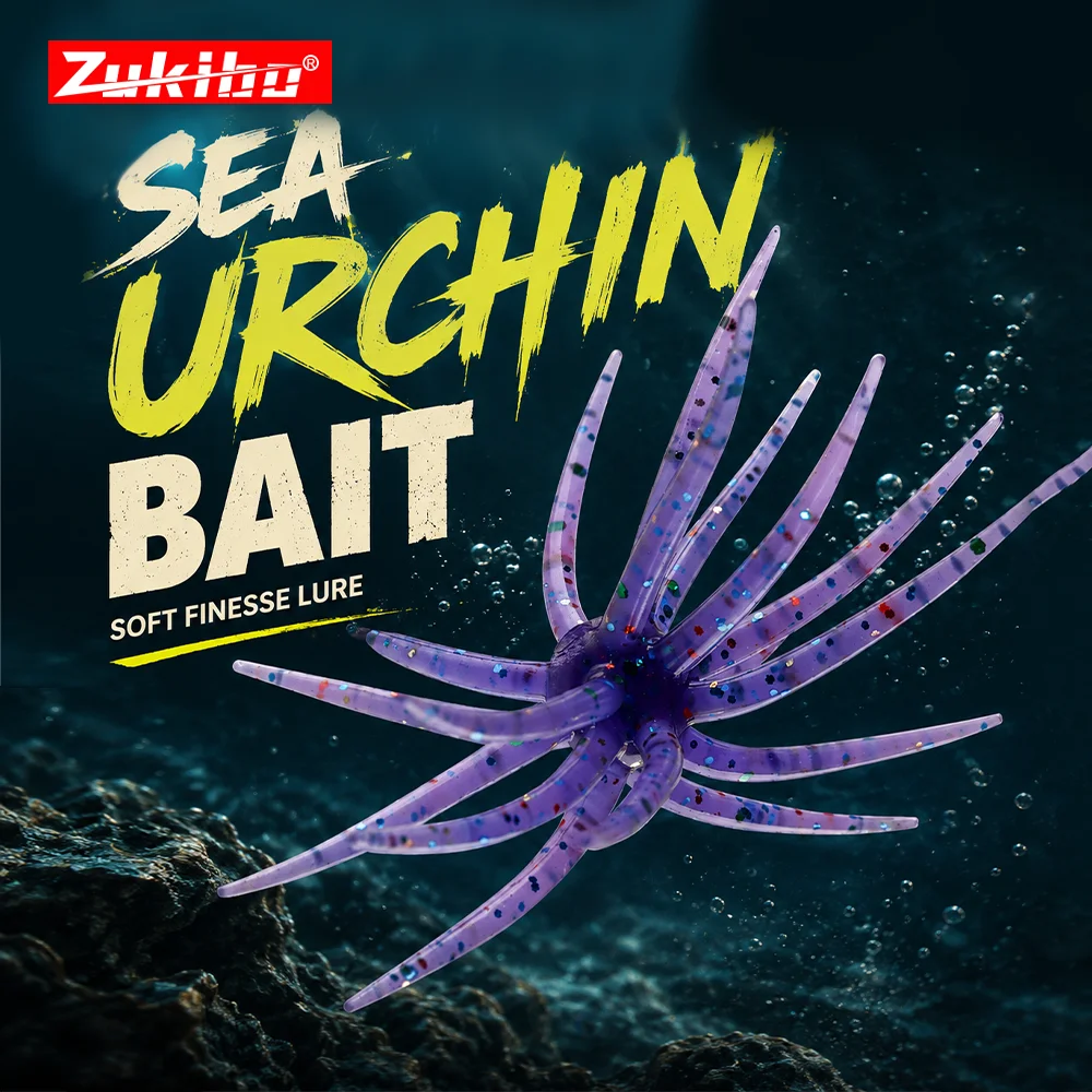 ZUKIBO Sinking Sea Urchin Soft Bait TPE Bionic Fishing Lure Anti Bite Tentacle Wobbler für Bass Süßwasser-Angelzubehör