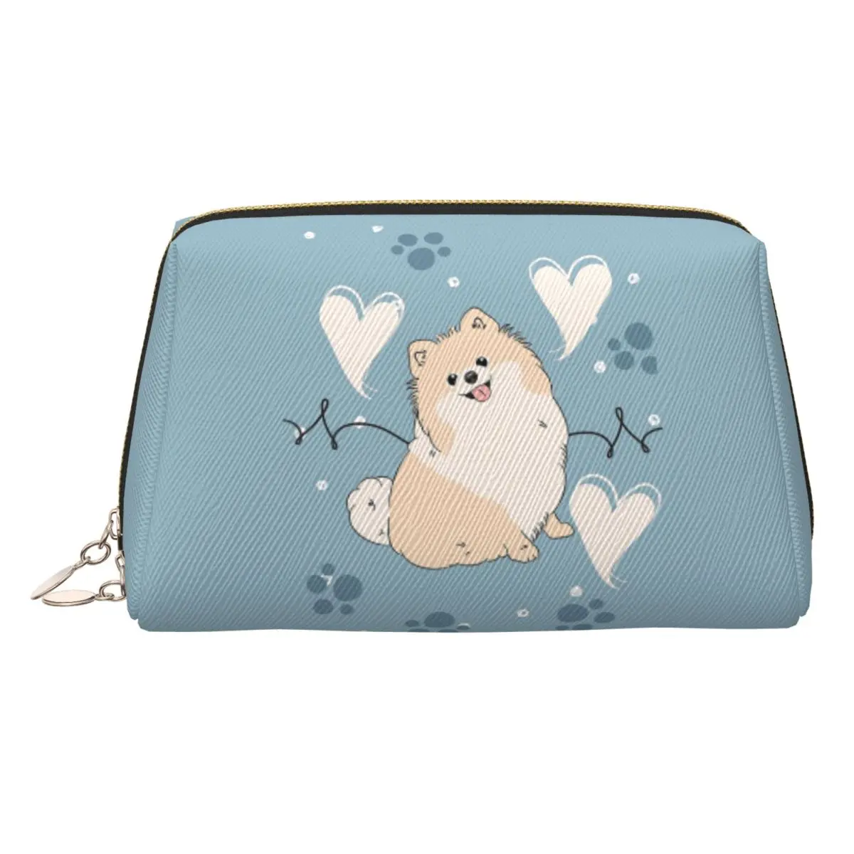 LOVE Cream Pomeranian Women Cosmetic Bag Travel Makeup Organizer Pouch Toiletry Storage Dopp Kit Box