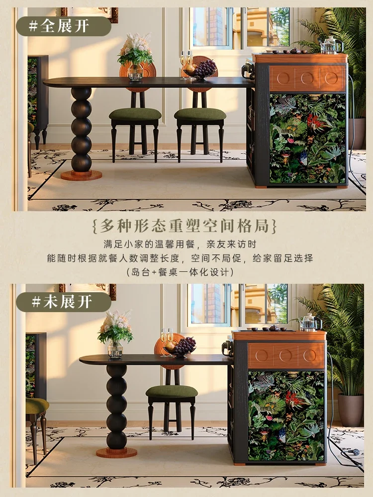 

Dining table integrated antique household retractable solid wood dining table