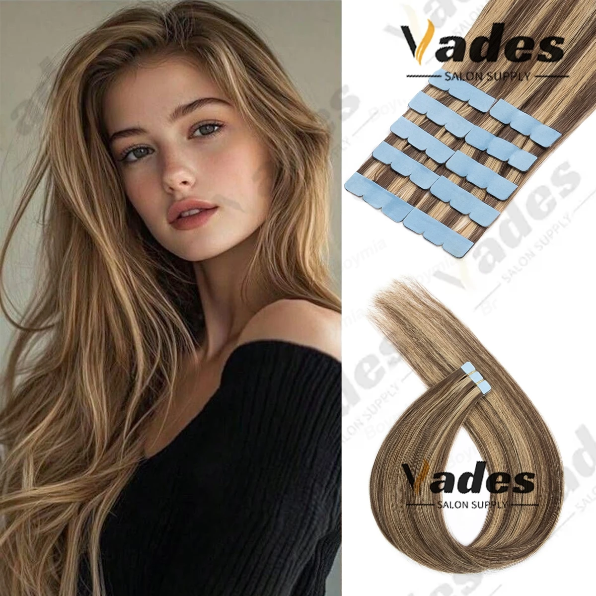 Mini cinta de trama de piel de cabello humano, máquina de extensiones de cabello, cinta Real Natural Remy en extensiones para cinta de cabello lateral ins 10 unids/pack