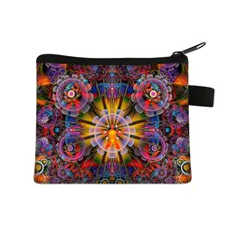 Monedero con estampado 3D de flor de Mandala para mujer, estuche portátil para comprar monedas, estuche para tarjetas de identificación, billetera con patrón Multicolor, bolsas de regalo