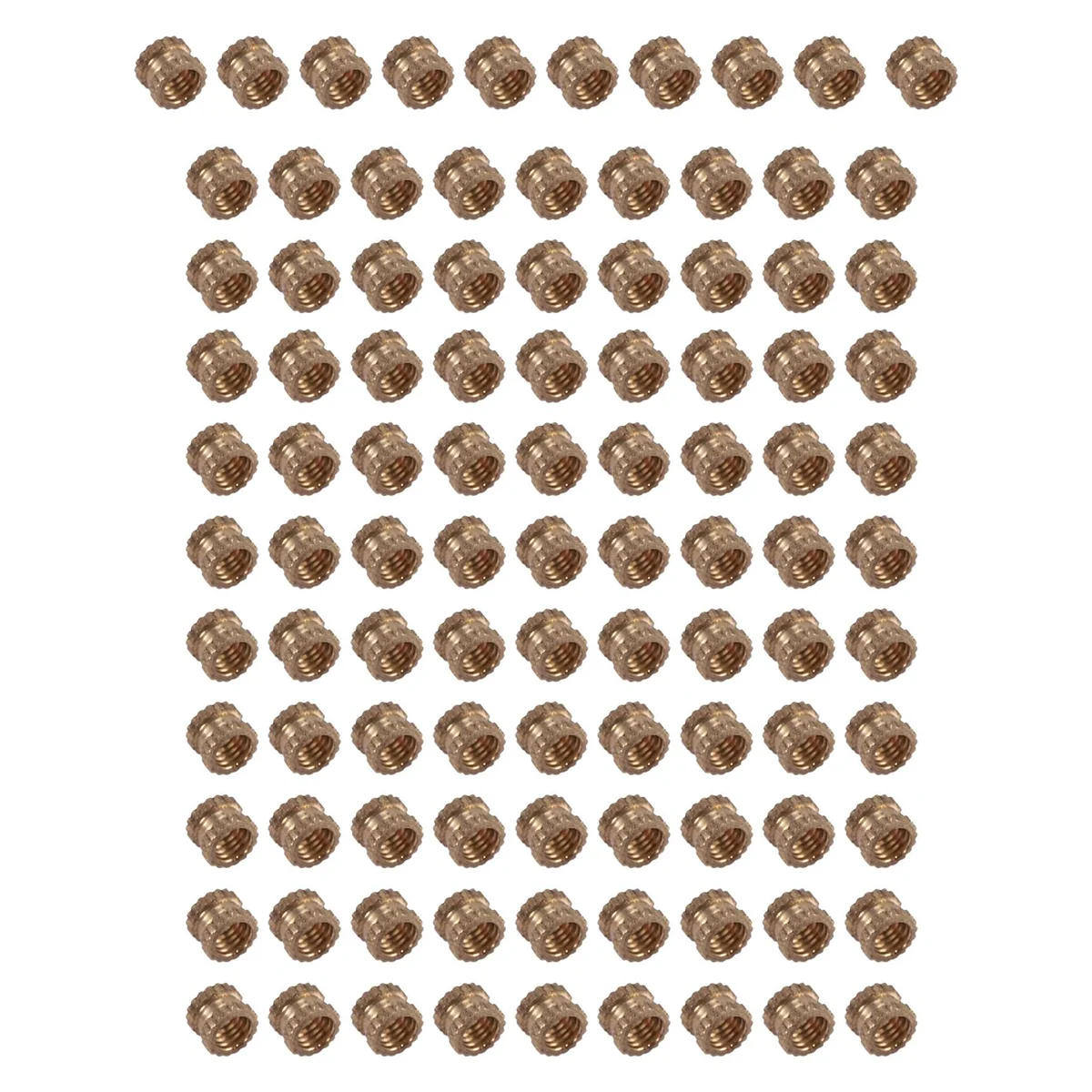 M3 x 3mm Female Thread Brass Knurled Threaded Insert Embedment Nuts 100PCS