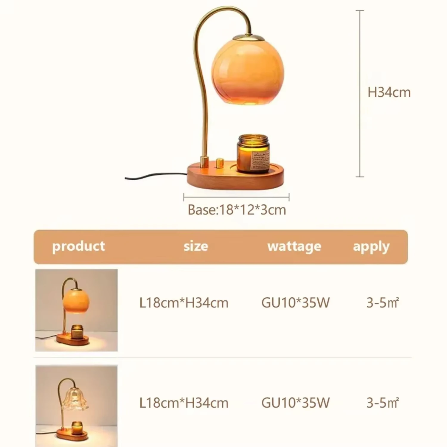 Lampe de Table en Verre Vintage, Bougie GU10 Réglable, Lumière Chaude pour Chambre à Coucher, Bureau, Hôtel, Décoration d'Ambiance Chauffante