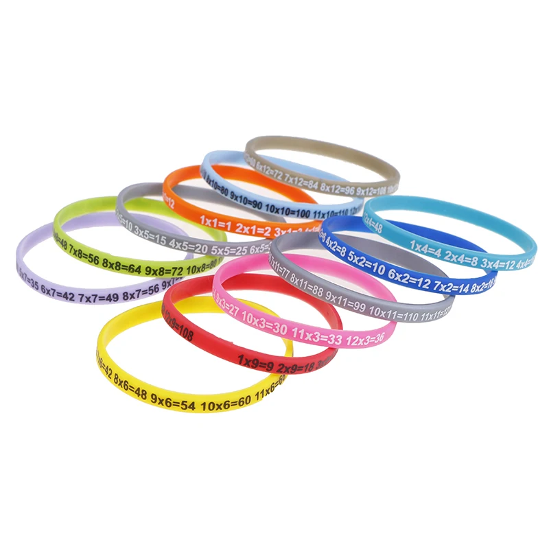 12Pcs/Set Multiplication Tables Soft Silicone Bracelet Learn Math Education Wristband For Kids Preschool Teaching Aids Math Toy