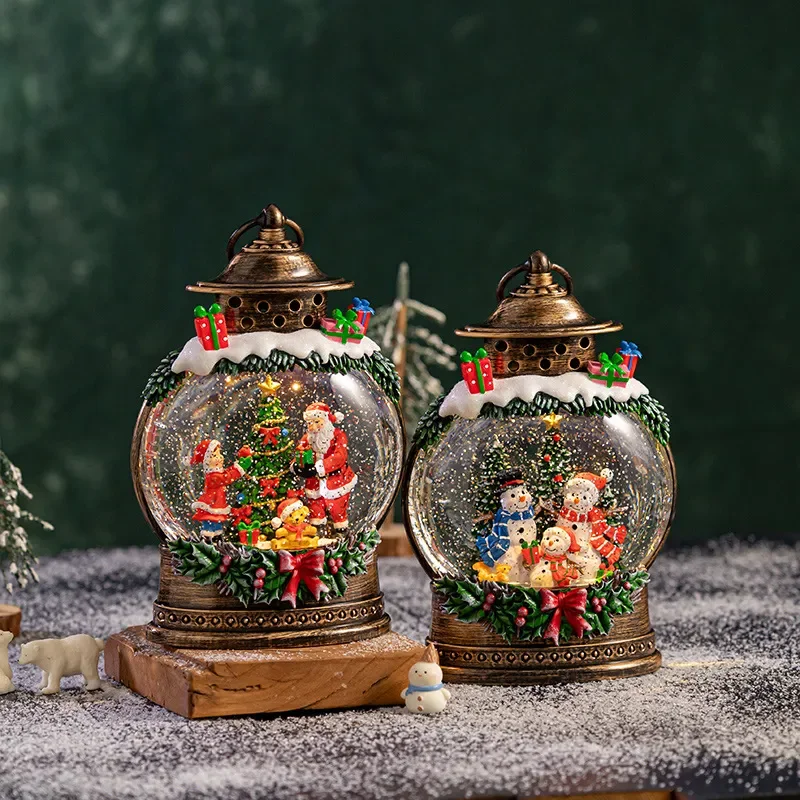 Christmas wind lamp music box music box crystal ball old man tree lamp ornament children snowman girl gift