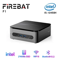 Процессор FIREBAT F1 Intel I5-12450H DDR4 16 ГБ 512 ГБ ROM WiFi6 BT5.2, мини ПК, настольный компьютер, мини ПК, офисный игровой Мини ПК