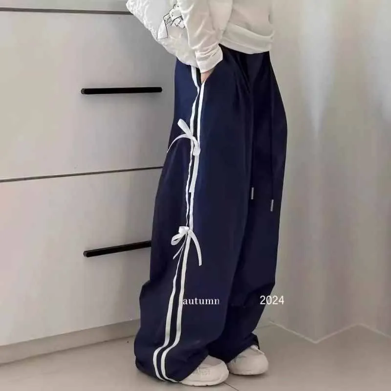 Girls Spring Pants Kids Bow Tie Sweatpants Autumn Sweet Fashion Trousers New Striped Casual Bottoms Children Loose Underwear