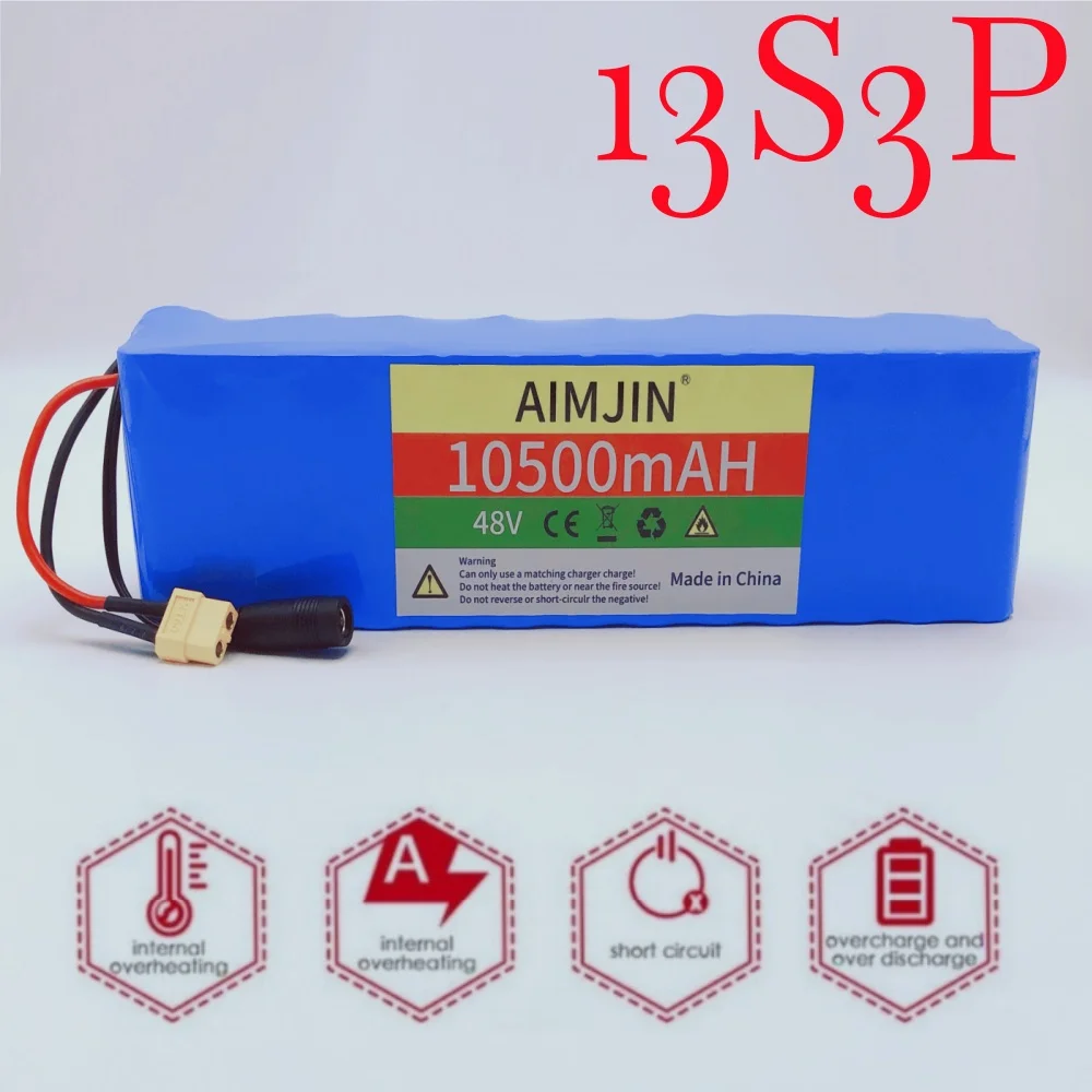 48V 배터리 10500mAh 13S3P 18650 리튬 이온 배터리 팩 54.6v 750W 1000W BAFANG 키트 내장 BMS