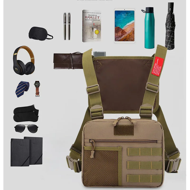 Oulylan Chest Bag For Men Tactical Vest Bag Casual Function Chest Rig Bags Streetwear Chest Pack Outdoor Travel Shoulder Bag