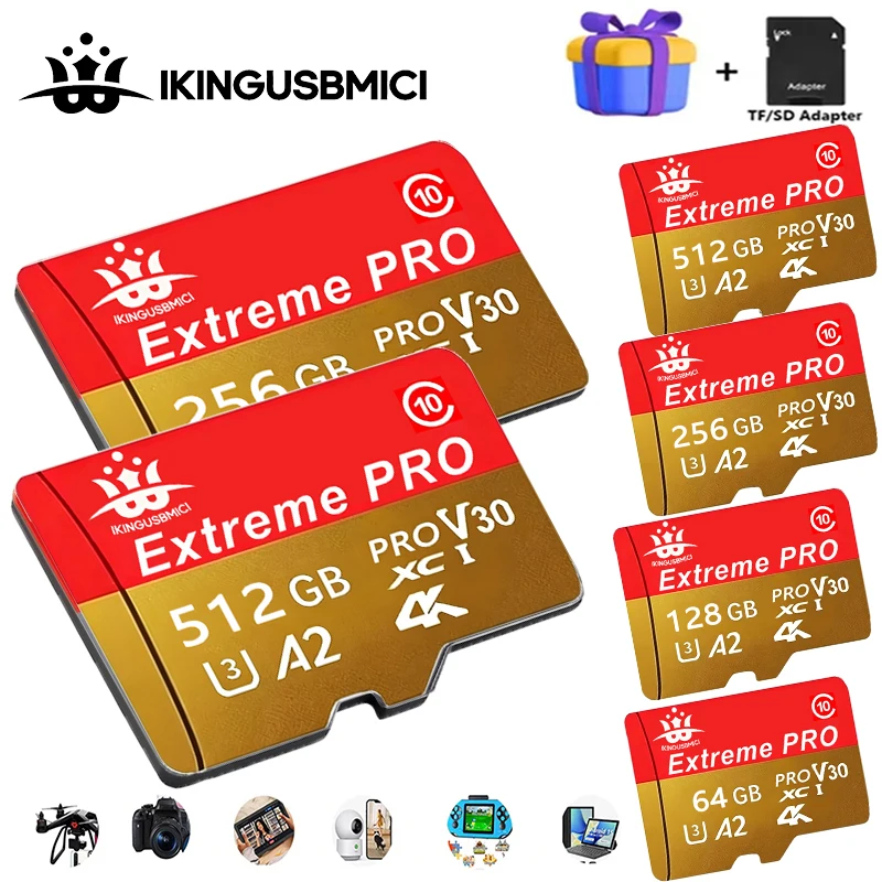 512GB 256GB 128GB Lightweight TF Cards Micro TF SD Card Memory Card SD Cards V30 for Tablet/Gaming Console/PC Mac/Recorder