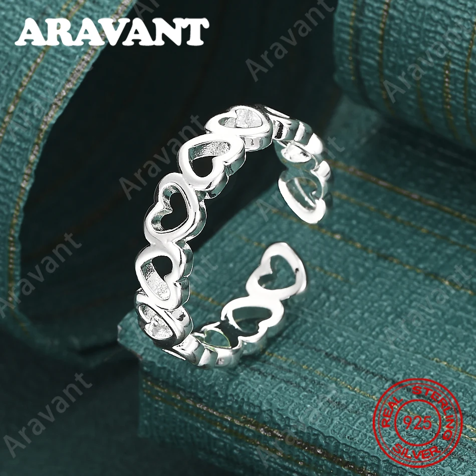 925 Sterling Silver Openwork Heart Ring - Exquisite And Cute Wedding Party Jewelry For Women