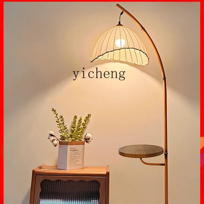 

ZK Bamboo Floor Lamp Retro Living Room Chinese Tea Bedroom Creative Bedside B & B Reading Lamp