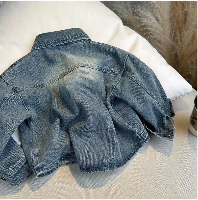 

Spring and Autumn Boys Denim Jacket Fashion 2026 New Style Children's Western Style Casual Collar Cardigan Coat