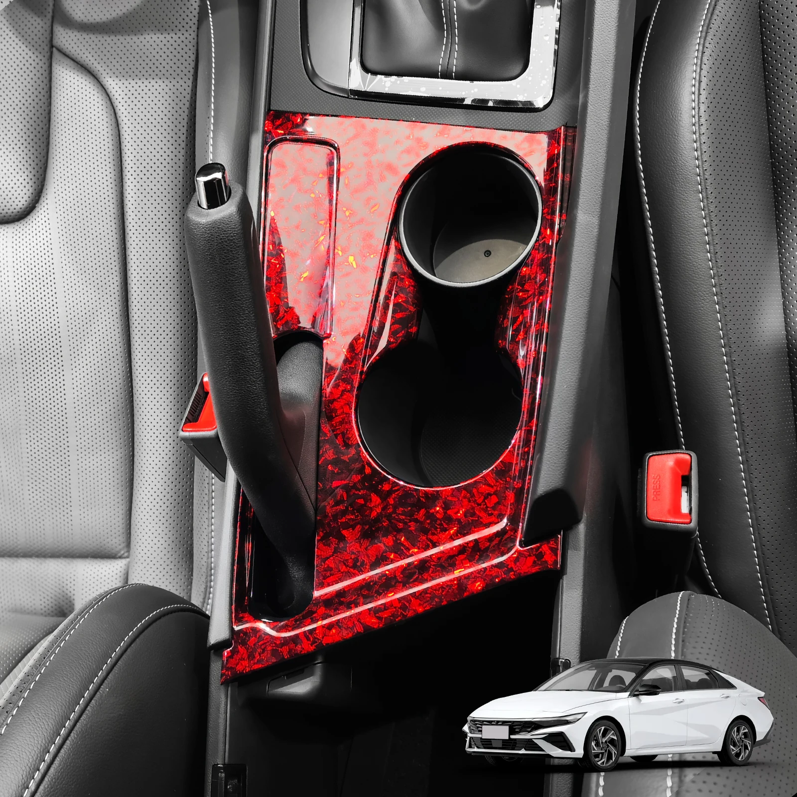 

Forged Black Center Console Front Water Cup Holder Cover Trim For Hyundai Elantra CN7 N Line Interior Accessories