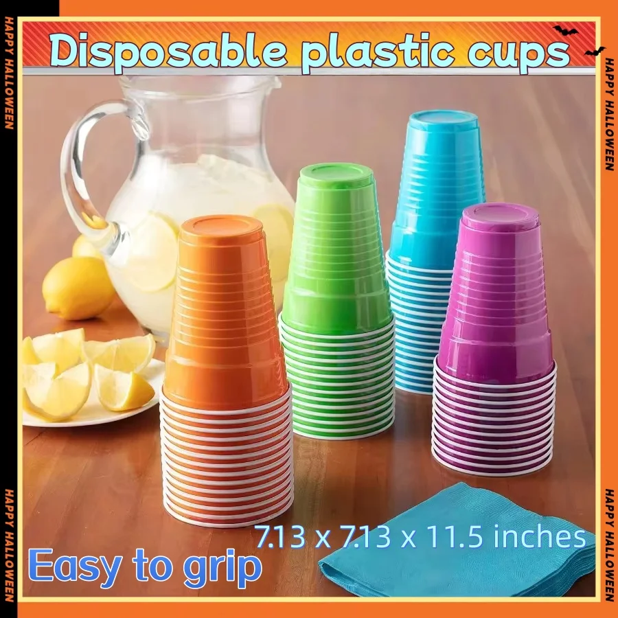 

100 Pcs 16oz Plastic Cups Assorted Colors | Party Cups for Smoothies, Iced Coffee, Drinks & Celebrations