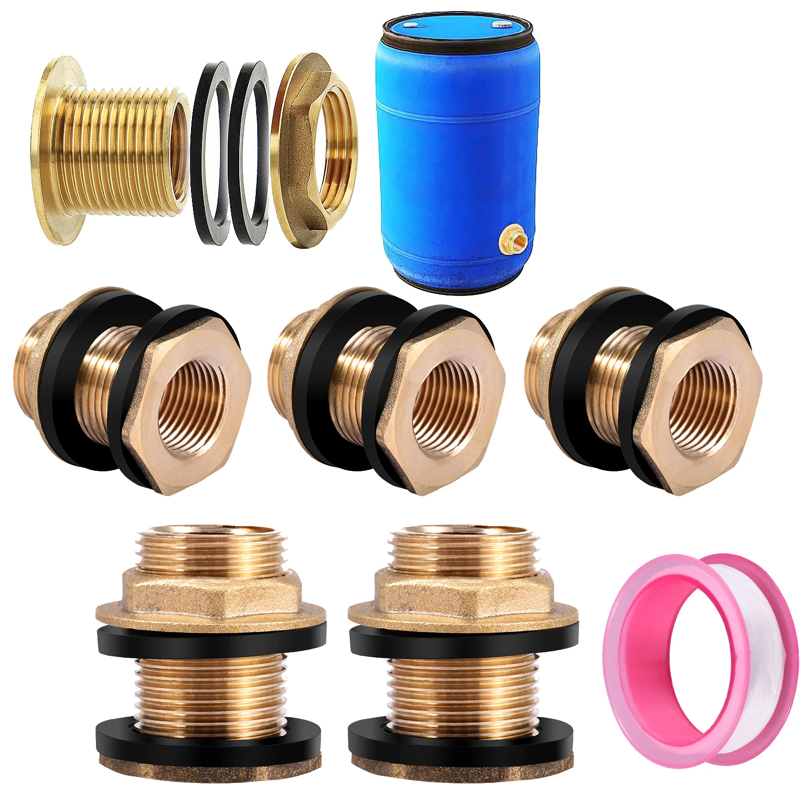 

5 шт. латунный фитинг для бака с наружной резьбой 3/4 дюйма x внутренняя резьба 1/2 дюйма для кранов, прикладок для воды и резервуаров для воды