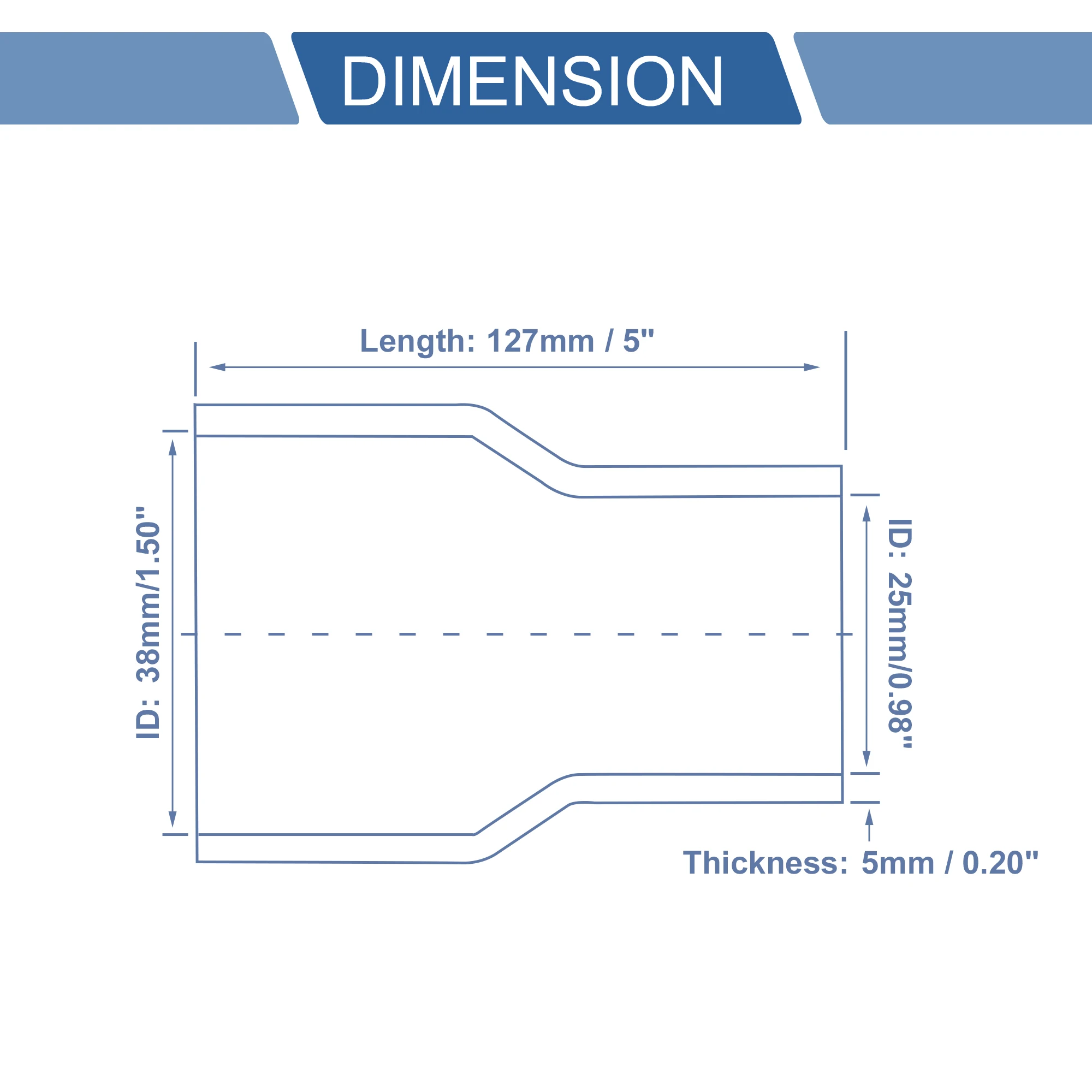 UXCELL ID 38-25mm 45-38mm 63-51mm 70-63mm 76-63mm 80-60mm 127mm Length 0 Degrees Car Silicone Hose w/ Clamps Coolant Hose