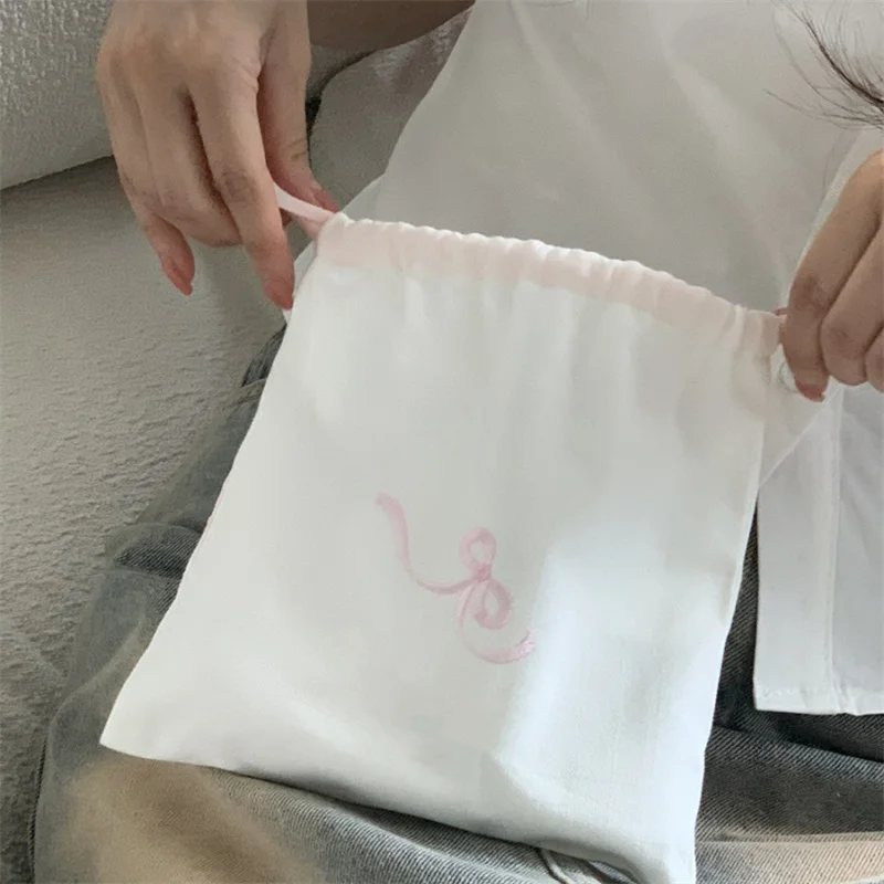 Sac de rangement de cosmétiques pour femmes, nœud papillon, proximité wstring, poudres de stockage cosmétiques, portefeuille doux Kawaii, mini poudres portables