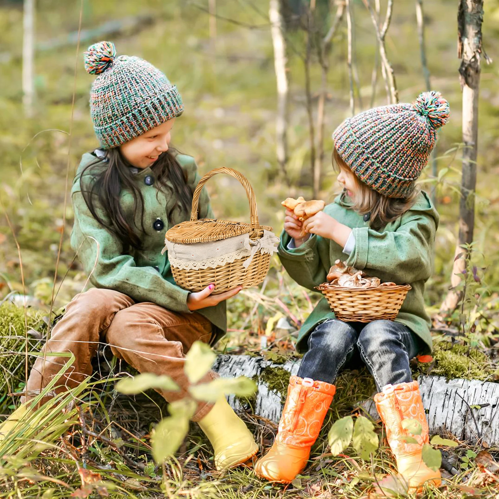 

1Pcs Wicker Weaving Basket Handwoven Storage Fruit Bread Vegetable Basket Picnic Home Decoration Organizer Space Saving Durable