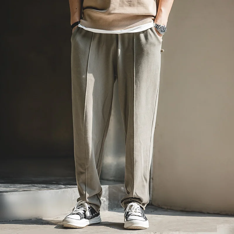 Maden Pantalones deportivos retro cónicos con corte 3D, pantalones de punto con borde enrollado, pantalones casuales con cintura elástica para primavera y otoño para hombres