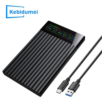 Châssis de disque dur SATA vers type-c Portable, adaptateur d'affichage numérique Intelligent, boîtier de disque dur externe 2.5 pouces 6Gbps pour PC Portable