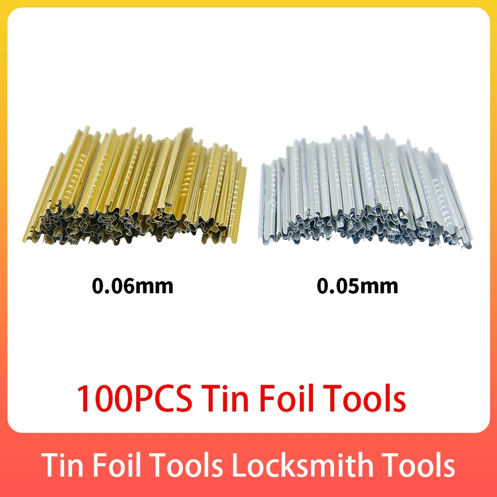 100PCS/Box 0.05MM/0.06MM Tin Foil Tools Locksmith Tools Gold And Silver Tin Foil Key Consumables General-Purpose High Quality