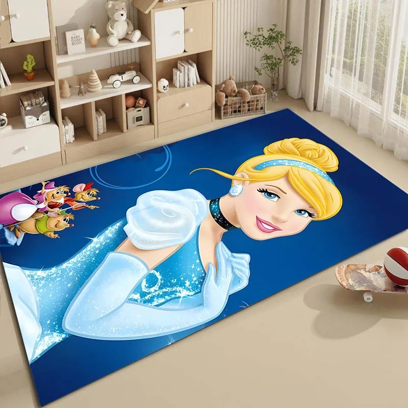 Disney Cinderella Pattern Carpet for Living Room Bedroom Bedside Bathroom Floor Mat Girl's Room Non-slipMat Pink Room Decor Gift