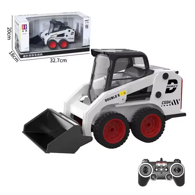 RC Graafmachine Double E E594 1:14 2.4G Afstandsbediening Truck Slip Loader Graafbak 360 Rotatie Hoge Lage Snelheid Ingenieurs Speelgoed