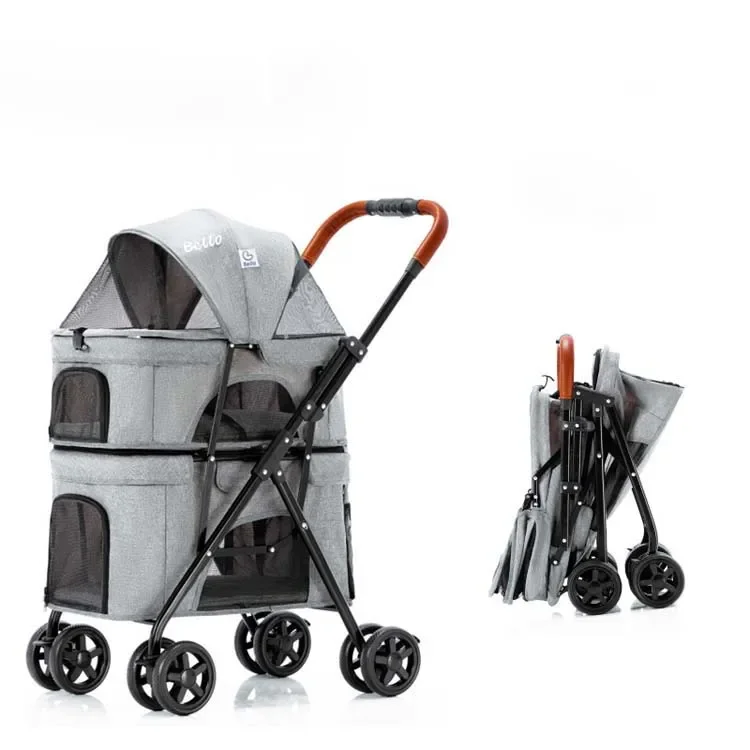 Wholesale China trade Comfortable and breathable Lightweight travel folding collapsible double-layer pet trolley cart