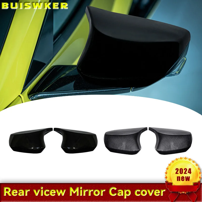 A Pair Rearview Side Mirror Trim Cover For chevrolet Corvette C8 2020-2023 Car Accessories Glossy Black Carbon Fiber Look