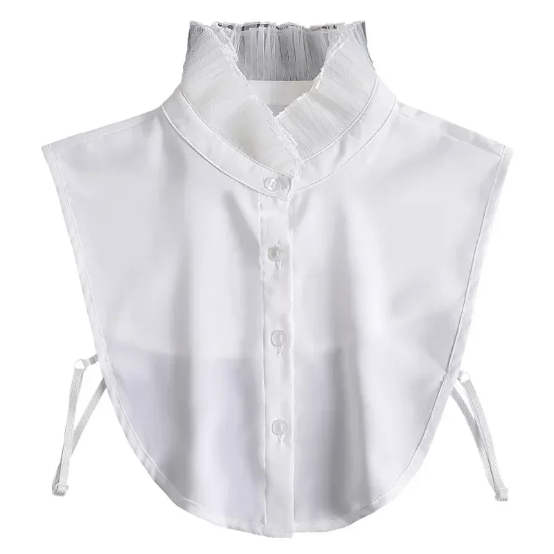 여성용 가짜 칼라 연꽃잎 모양 장식 탈부착 가능한 칼라 화이트 레이스 숄 스웨터 칼라