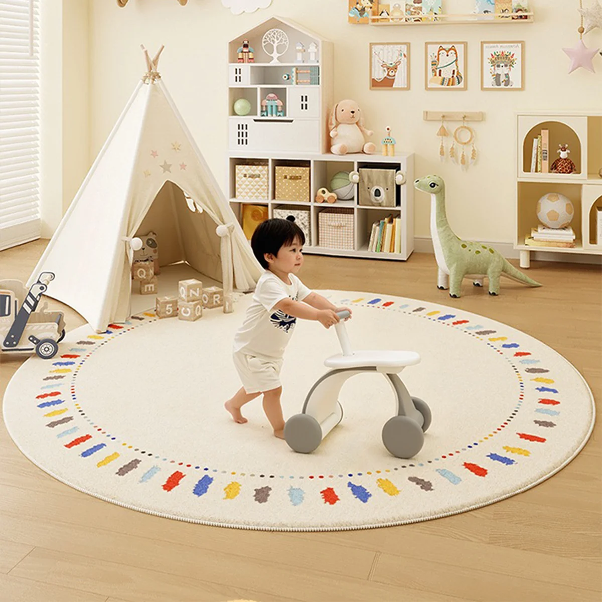 Round Carpets For Living Room Soft Cute Children's Bedroom Rugs Home Decoration Plush Letters Floor Mat 거실원형러그 Alfombra Redonda