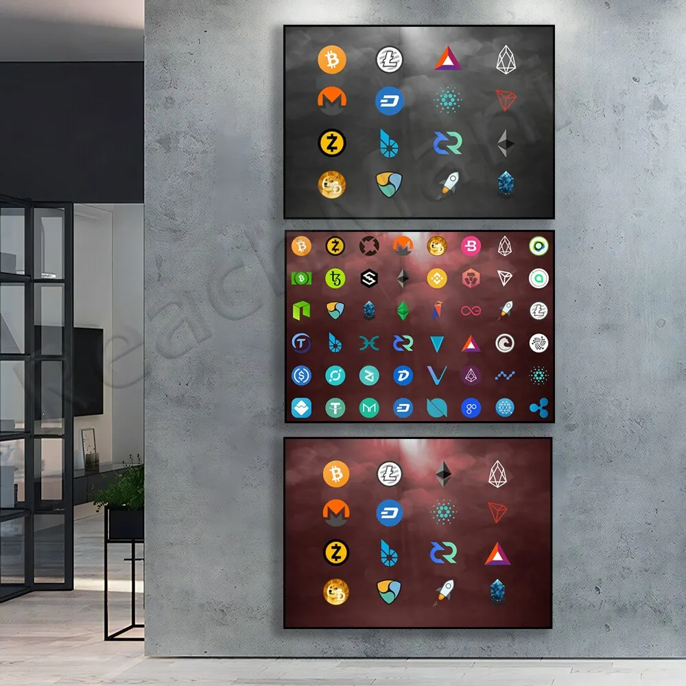 ملصق حائط على شكل سوق الأوراق المالية للعملات المشفرة، فن مستوحى من الشوارع للتجارين والمستثمرين، ديكور فوركس