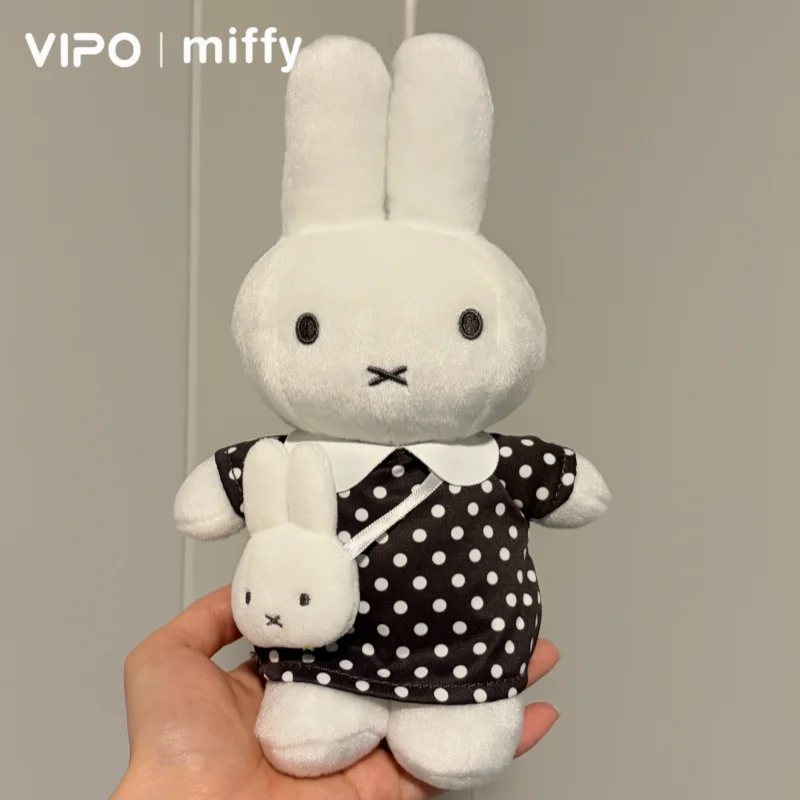 

Vipo Miffy Plush Rabbit Stuffed Doll Soft Toy with Red Check Dress Crossbody Bag for Women Travel Comfort Birthday Gift