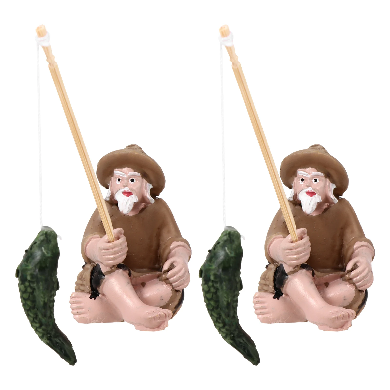

2Pcs Creative Fish Tank Fishing Old Man Decor Exquisite Aquarium Adornment Safe for Fish Fine Workmanship Lifelike Details