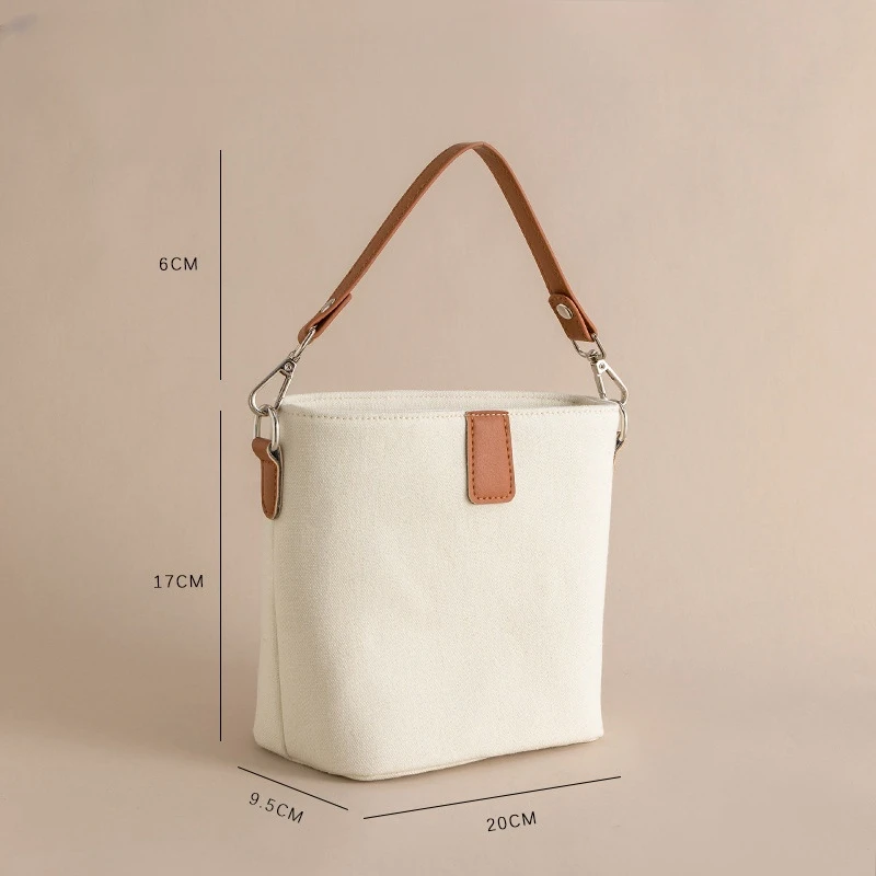 Women's Small Canvas Bucket Crossbody Bag Simple  Casual One-shoulder Bag 2024 Vintage Fashionable Purses and Handbags Female