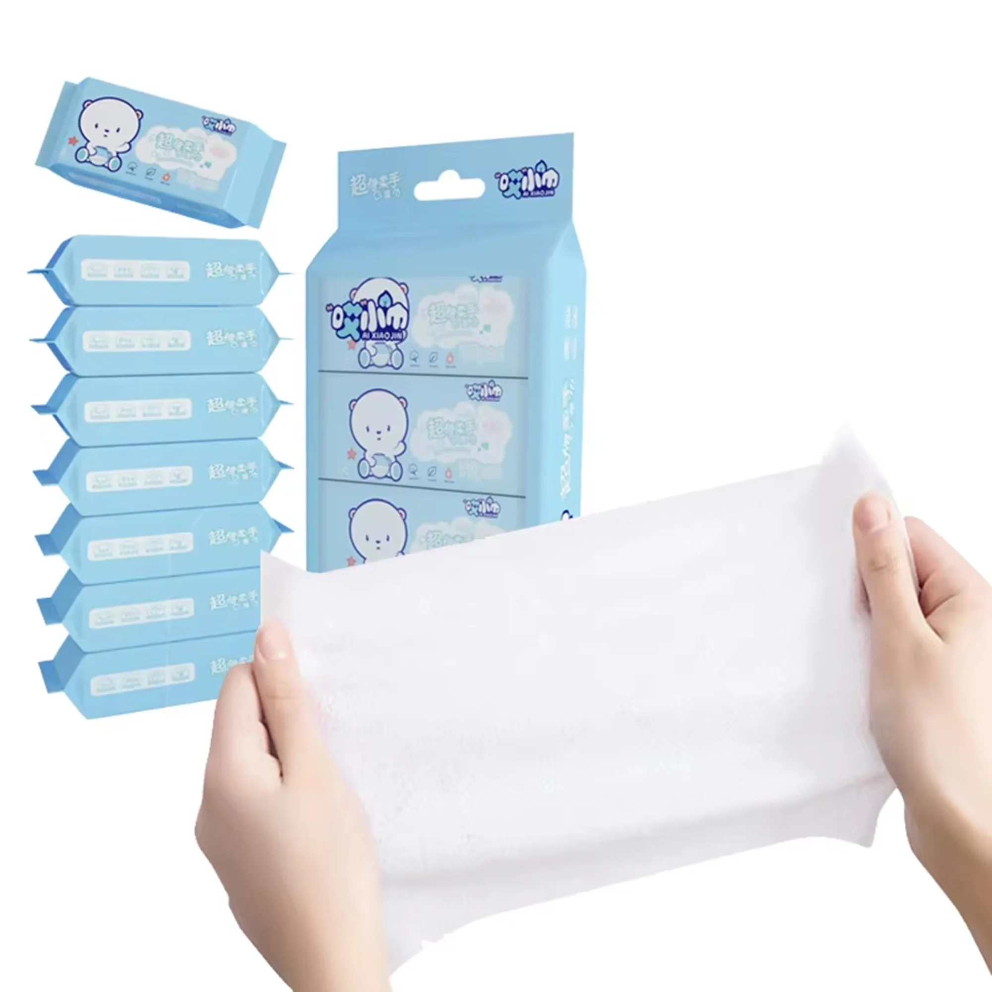 64pcs Mini Hand Wipes Disposable Portable Travel Size Easy Pull Out Mouth Cleaning Wet Tissues for Home Office School Daily Use